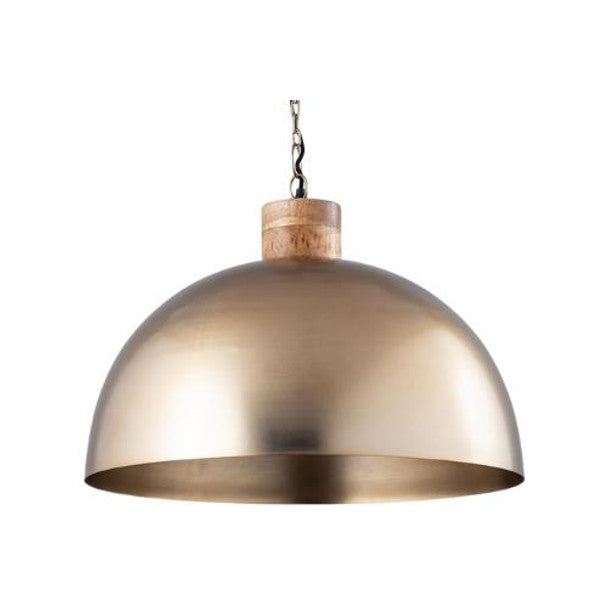 Luxor Large Gold Dome with Wood Pendant Light - Lighting.co.za