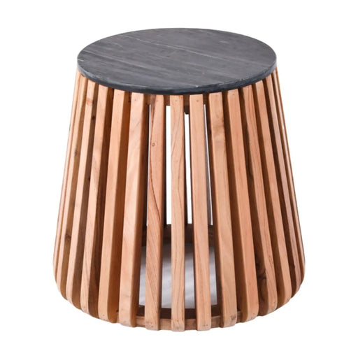 Aalto Acacia Wood and Black Marble Side Table - Lighting.co.za