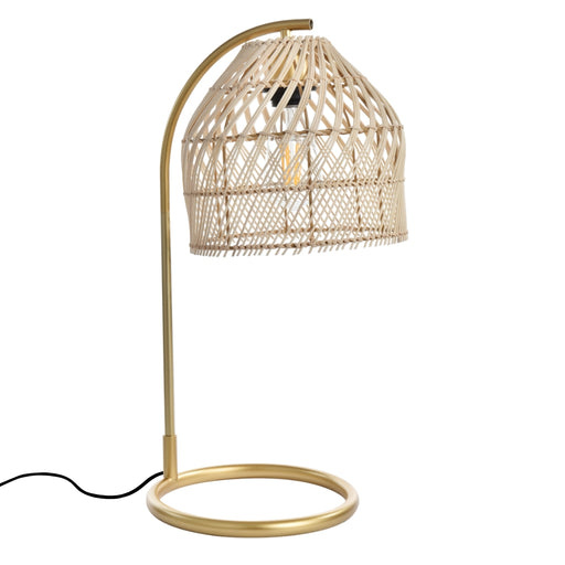 Albia Gold and Rattan Shade Table Lamp - Lighting.co.za