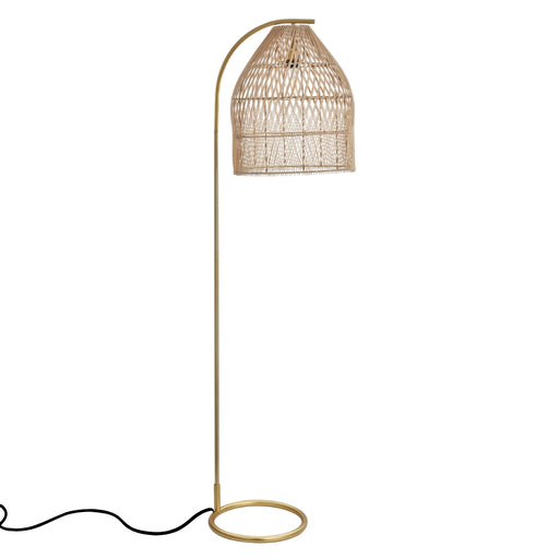 Albia Gold and Rattan Shade Floor Lamp - Lighting.co.za