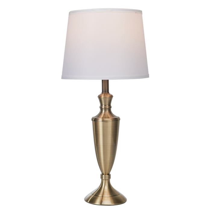 Aiden Antique Brass and White Shade Table Lamp - Lighting.co.za