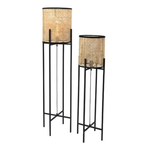 Rattan Dutch Weave Pedestal Floor Lamp 2 Sizes - Lighting.co.za