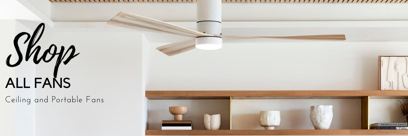 Ceiling fan with light kit installed in a bright living room