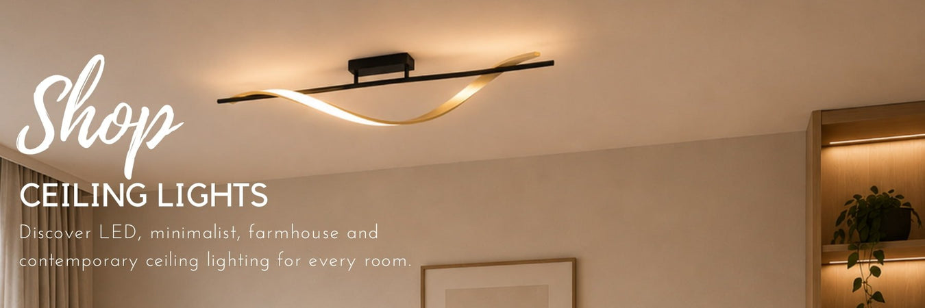 Modern flush-mount LED ceiling light in a bright, minimalist living room