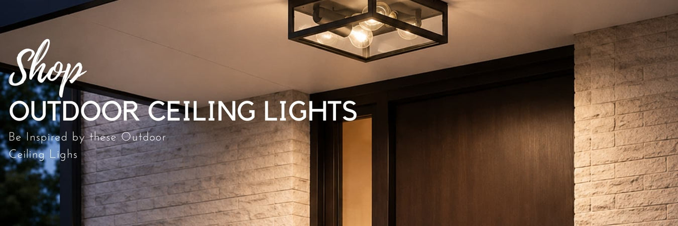 Flush-mount outdoor ceiling light on a covered patio ceiling