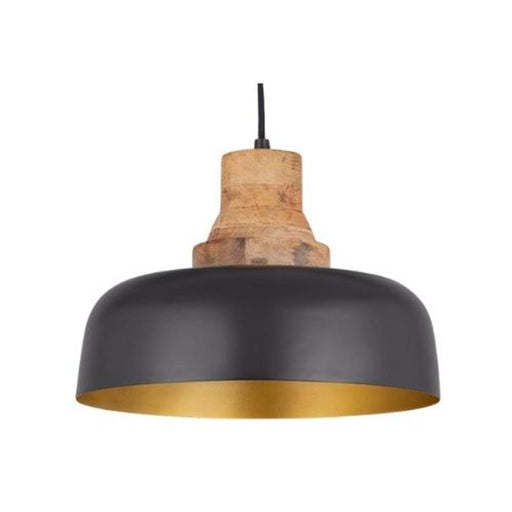 Boheme Black and Gold with Wood Pendant Light - Lighting.co.za