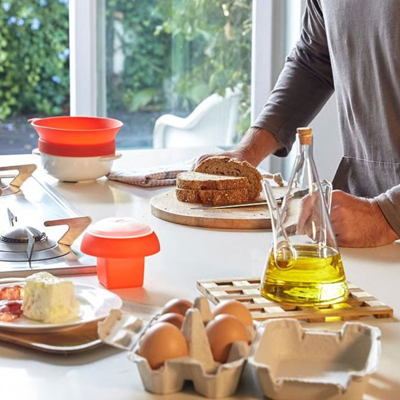 Lekue Microwave Ovo Egg Cooker Set of 2 Red & Transparent