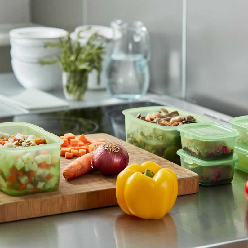 Lekue Reusable Silicone Food Storage Containers Green Set of 3
