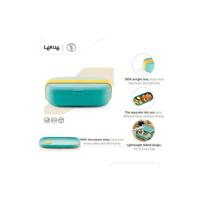Lekue Single Lunchbox To Go 0.5L Turquoise