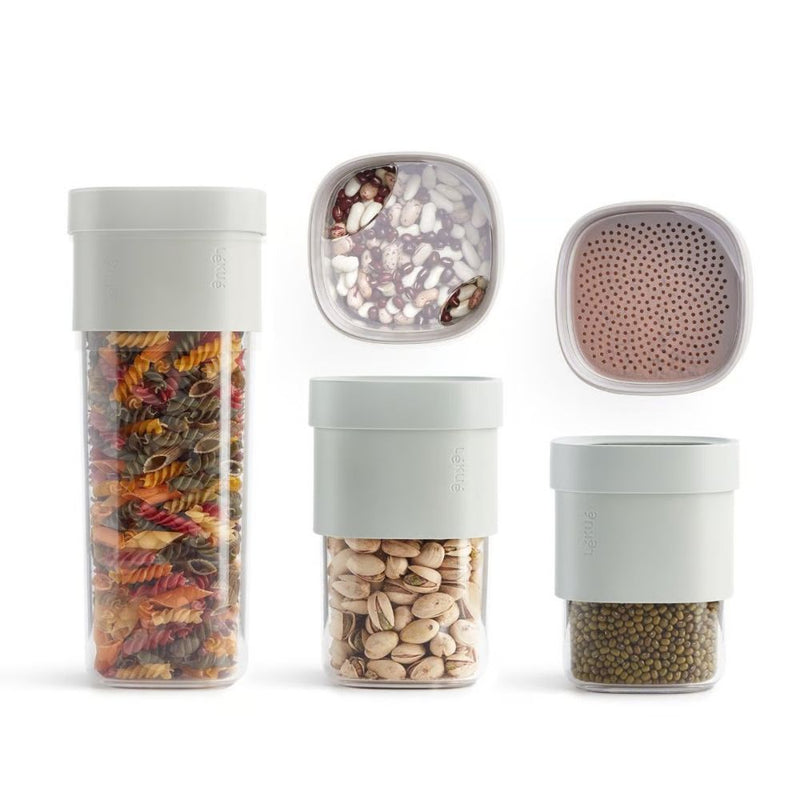 Lekue Flip Storage Containers Set of 3 Green or Brown