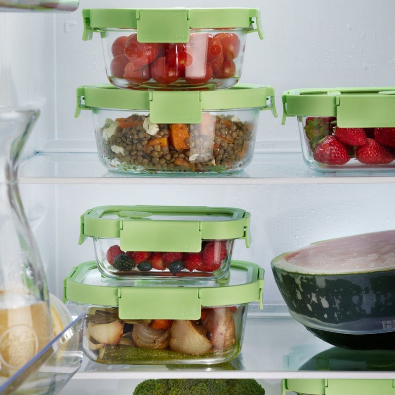 Lekue Set of 3 Square Glass Leakproof Food Storage Containers