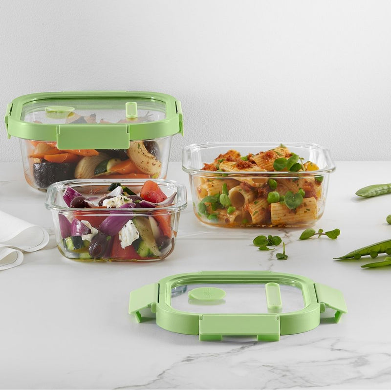 Lekue Glass Leakproof Food Storage Container Square 1100ml