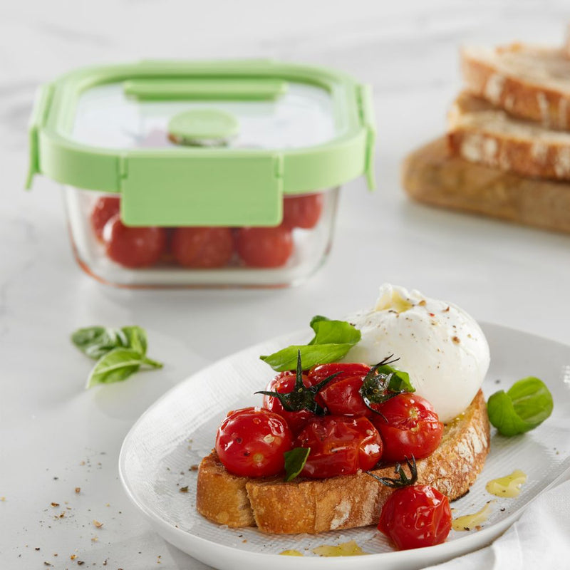 Lekue Set of 3 Square Glass Leakproof Food Storage Containers