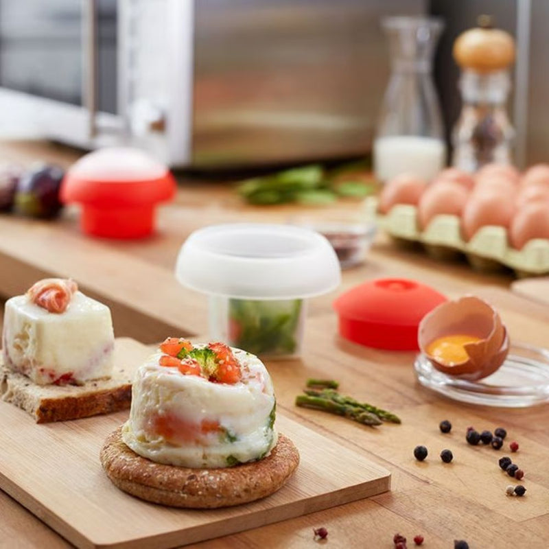Lekue Microwave Ovo Egg Cooker Set of 2 Red & Transparent