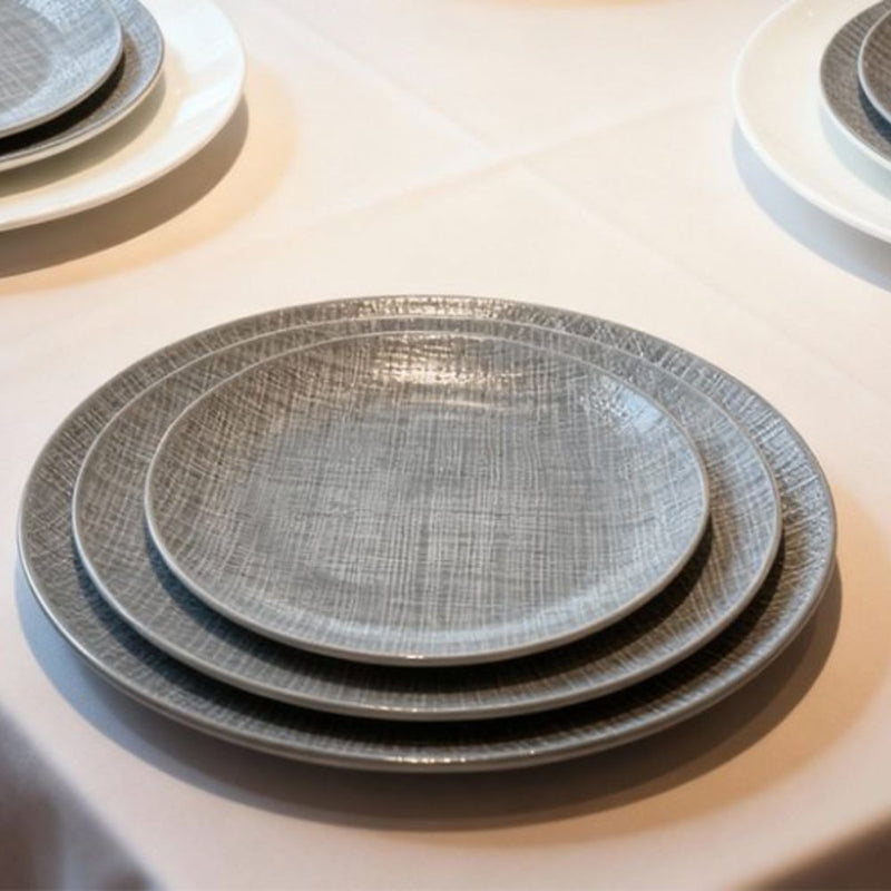 Nova Craft Nova Stitch Grey Coupe Plate 17cm Set of 6