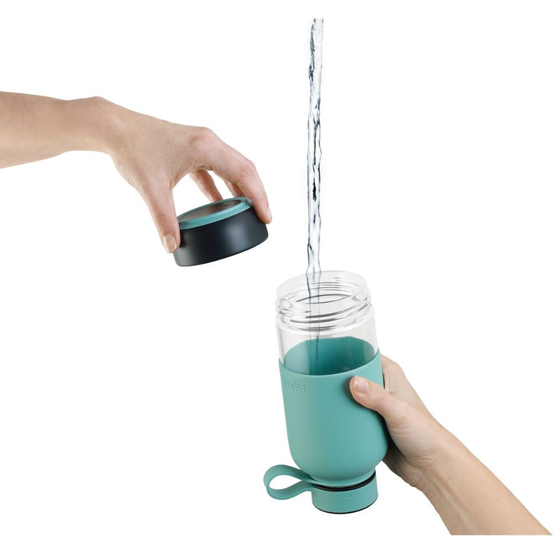 Lekue Bottle To Go Glass Water Bottle Blue & Pink