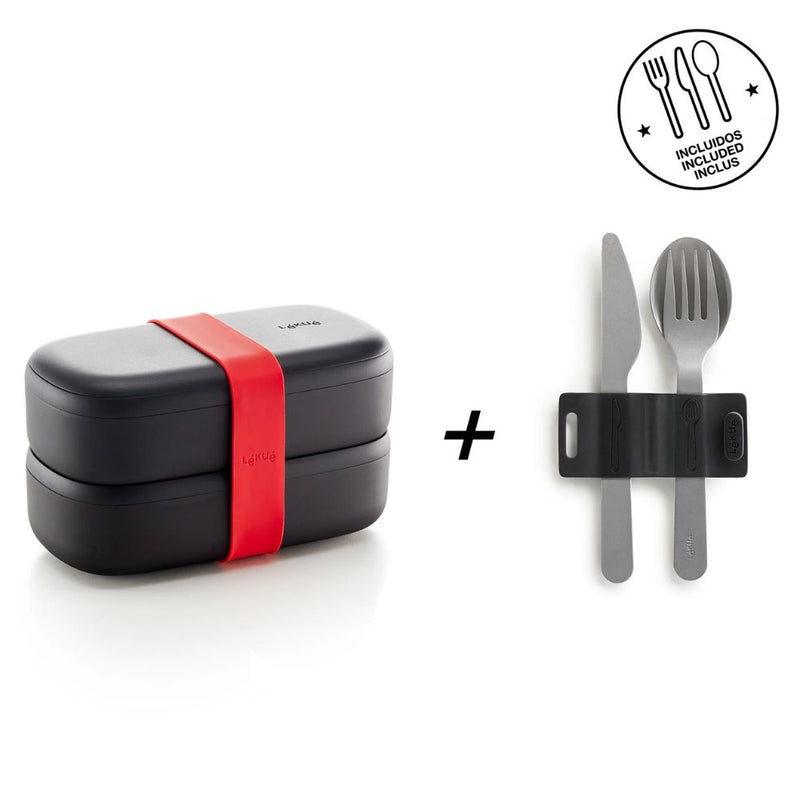Lekue LunchBox To Go + Basics To Go Black