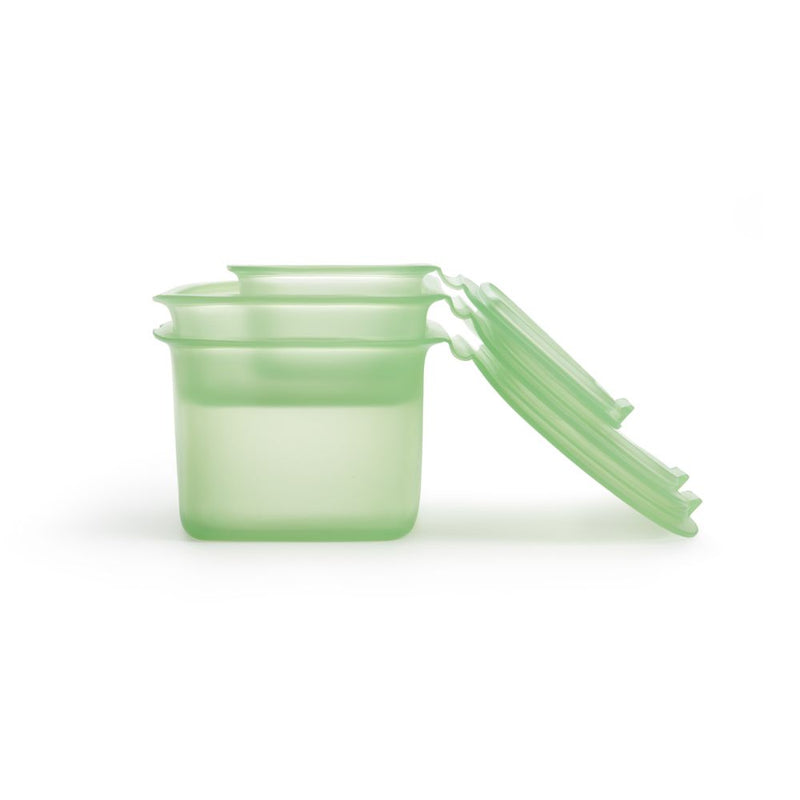 Lekue Reusable Silicone Food Storage Containers Green Set of 3