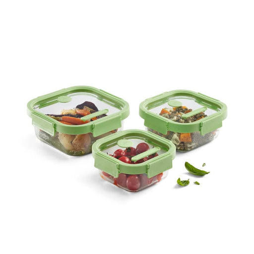 Lekue Set of 3 Square Glass Leakproof Food Storage Containers - Food Storage Containers - Lighting.co.za