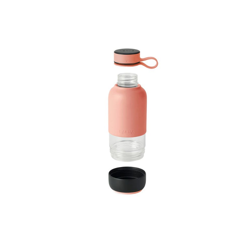 Lekue Bottle To Go Glass Water Bottle Blue & Pink