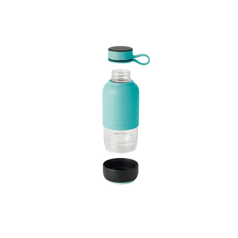 Lekue Bottle To Go Glass Water Bottle Blue & Pink