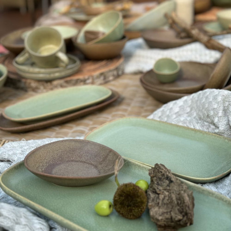 Nova Earth Sage Rectangular Plate 25 x 14 cm Set of 6