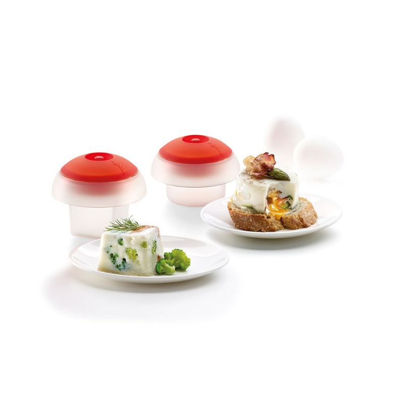 Lekue Microwave Ovo Egg Cooker Set of 2 Red & Transparent