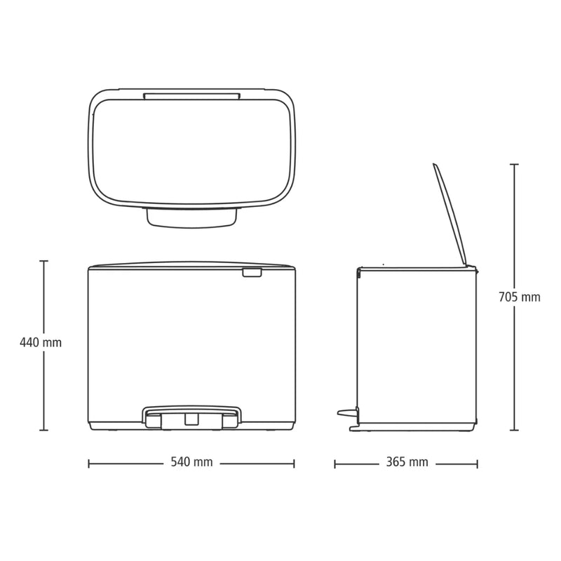 Brabantia Bo Pedal Bin 11+23L - Lighting.co.za