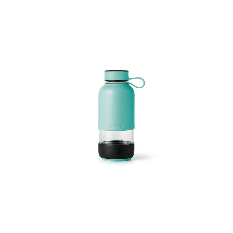 Lekue Bottle To Go Glass Water Bottle Blue & Pink
