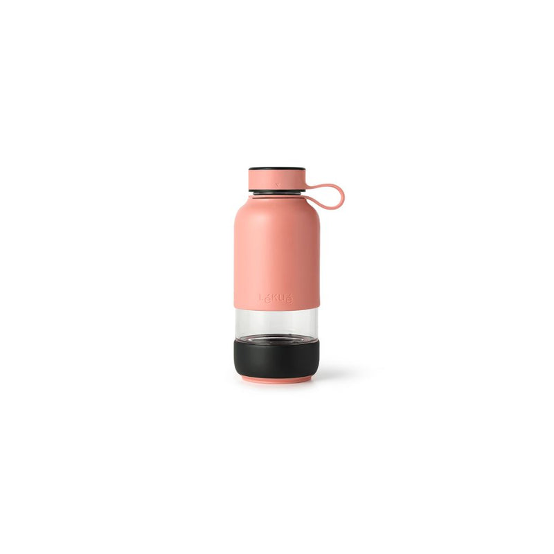 Lekue Bottle To Go Glass Water Bottle Blue & Pink