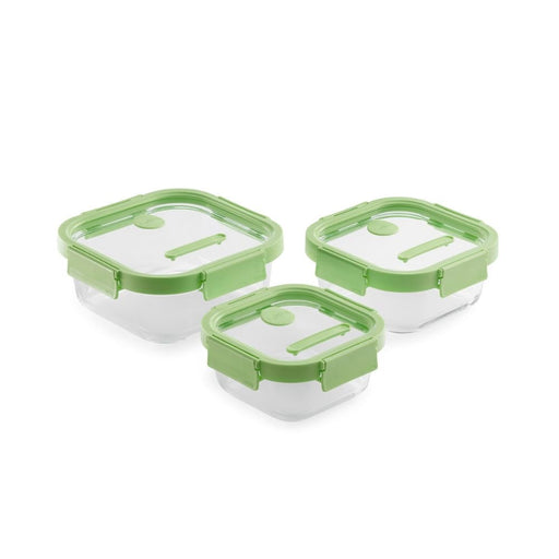 Lekue Set of 3 Square Glass Leakproof Food Storage Containers - Food Storage Containers - Lighting.co.za