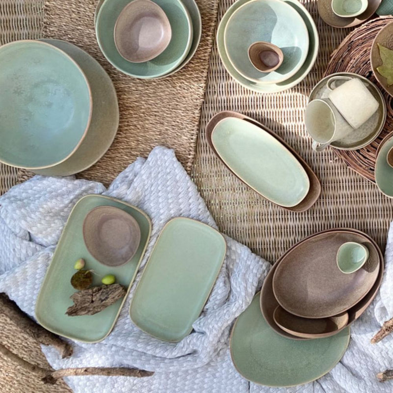 Nova Earth Sage Rectangular Plate 30 x 16 cm Set of 6