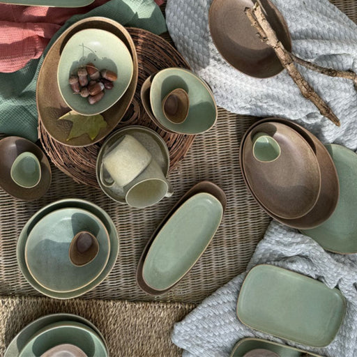 Nova Earth Sage Oblong Bowl 15.5 cm Set of 8 - Bowls - Lighting.co.za