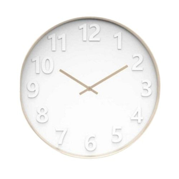 Indi White and Natural Brown Wall Clock - Lighting.co.za
