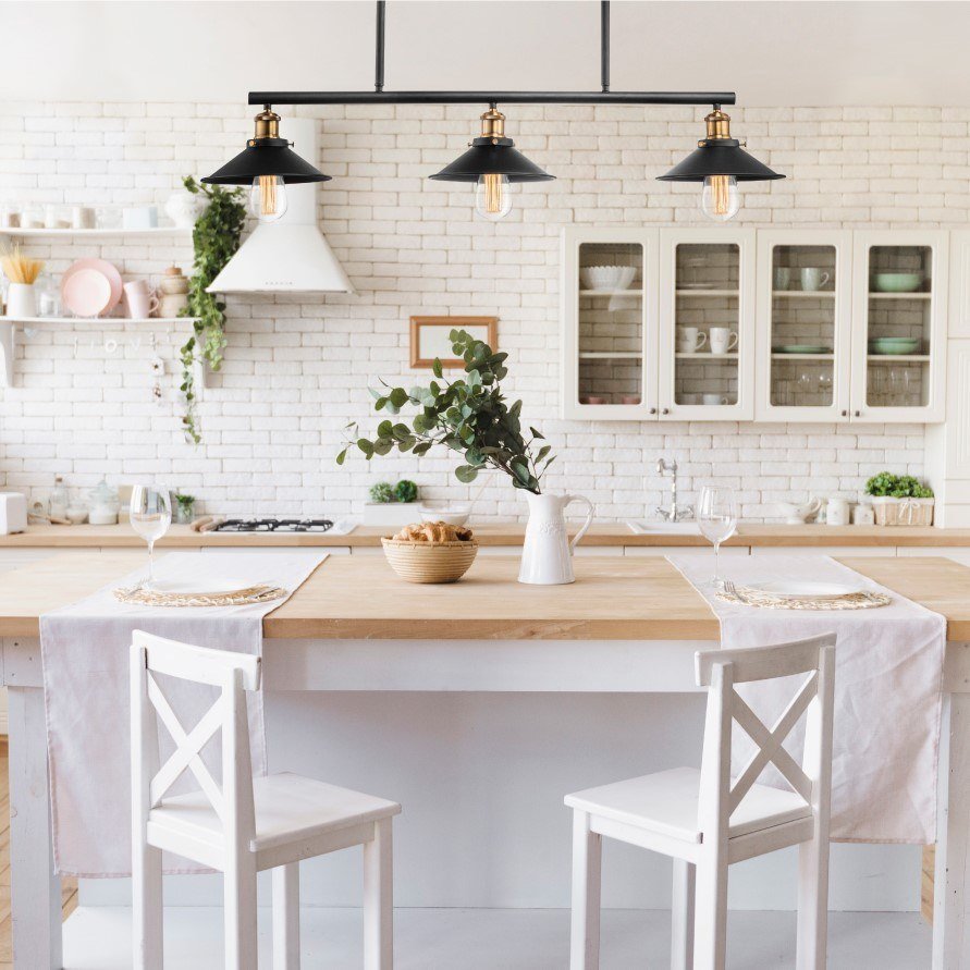 Hinkley Trio 3 Light Black And Brass Plain Pendant Light