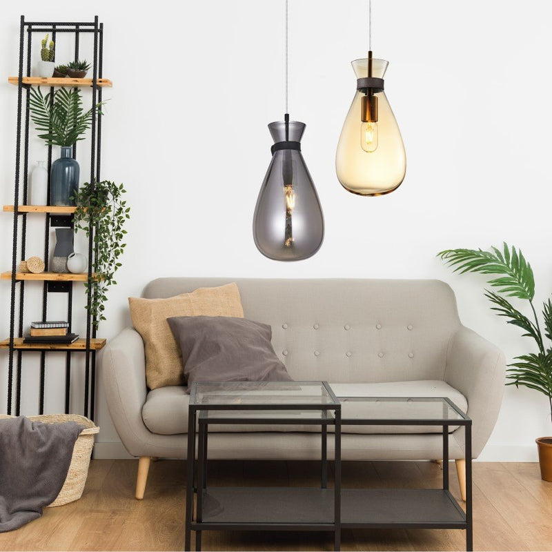 Pouch Amber Or Smoke Glass Pendant Light - Lighting.co.za