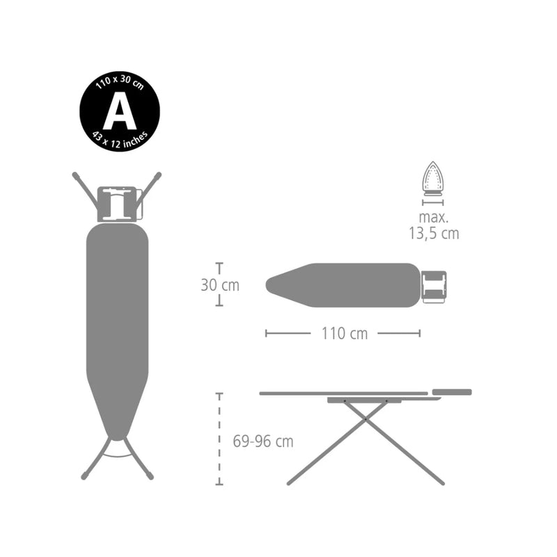 Brabantia Ironing Board A 110x30cm with Steam Iron Rest - Lighting.co.za