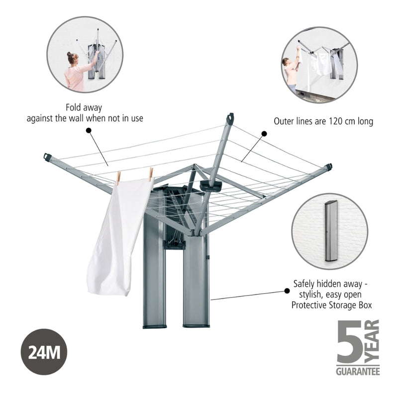Brabantia WallFix Fold-Away Washing Line 24m - Lighting.co.za