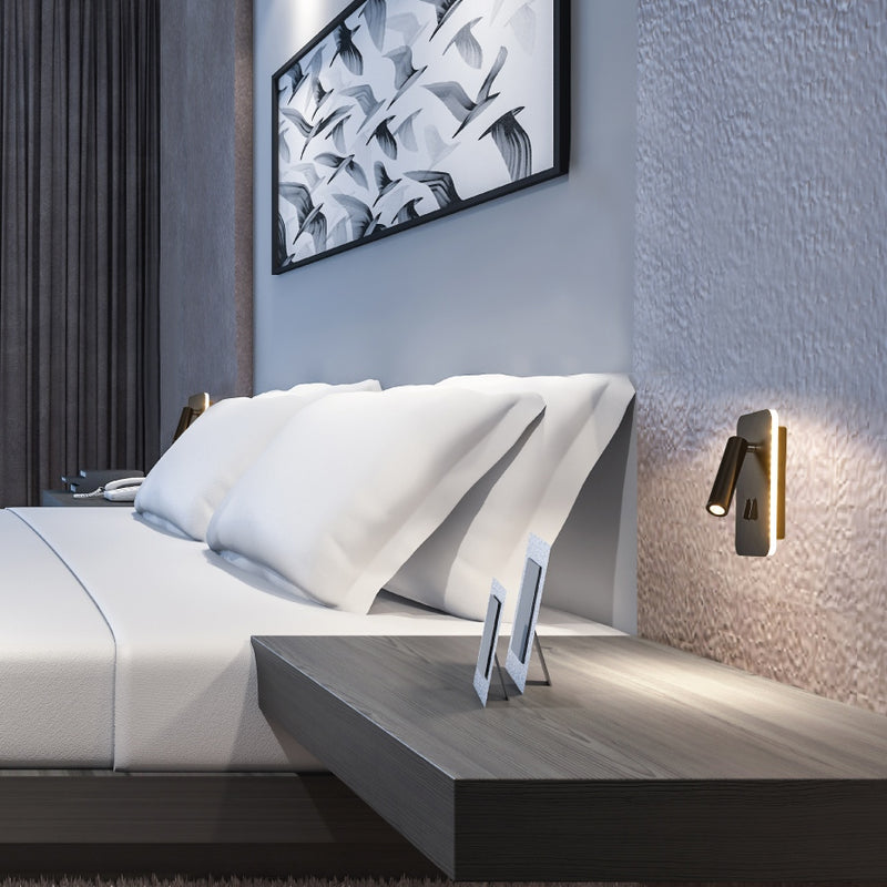 Kin Black or White Slim Rectangular LED Bedside Reading Wall Light with Back Light - Lighting.co.za