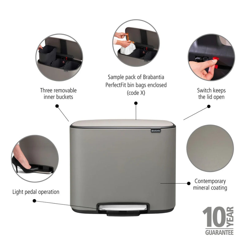 Brabantia Bo Pedal Bin 3x11L - Lighting.co.za
