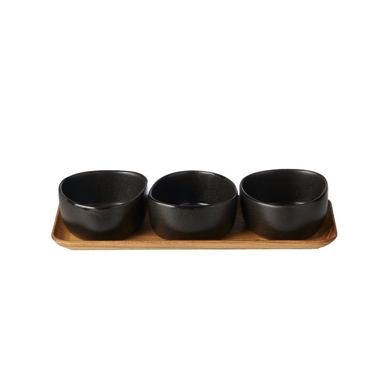 Aida RAW Organic Bowl Set with Teak Board Set of 3 Bowls - Lighting.co.za