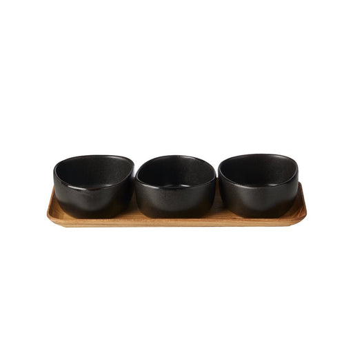 Aida RAW Organic Bowl Set with Teak Board Set of 3 Bowls - Lighting.co.za