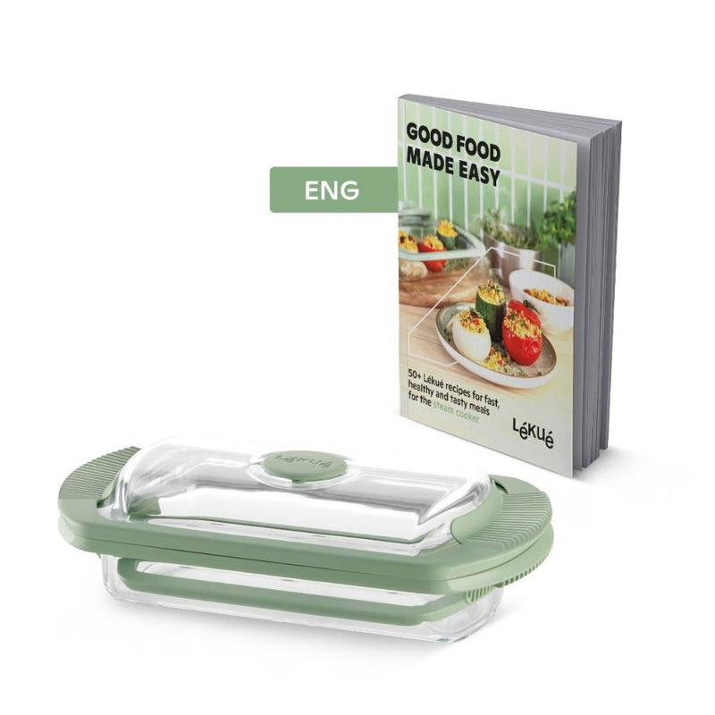 Lekue Glass Steam Cooker 2p with Tray & Recipe Book 750 ml