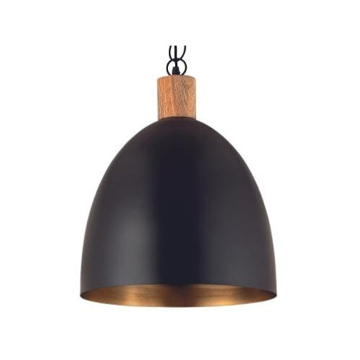 Senda Black and Gold with Wood Pendant Light - Lighting.co.za