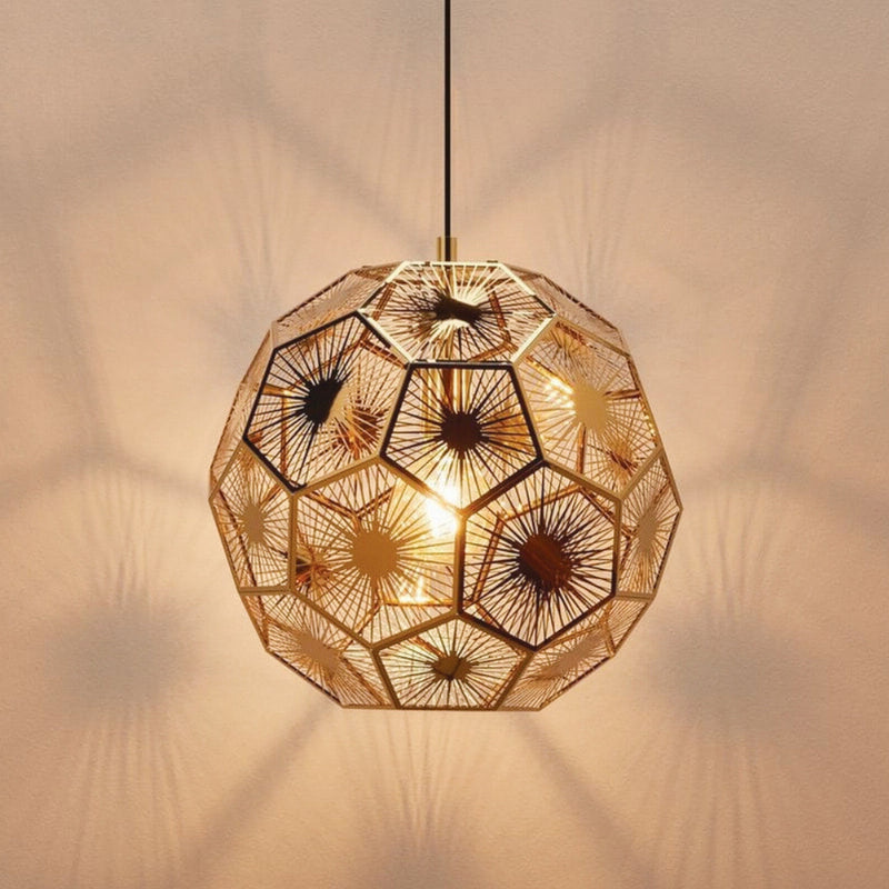 Skoura Black and Brass Mesh Pendant Light - Lighting.co.za