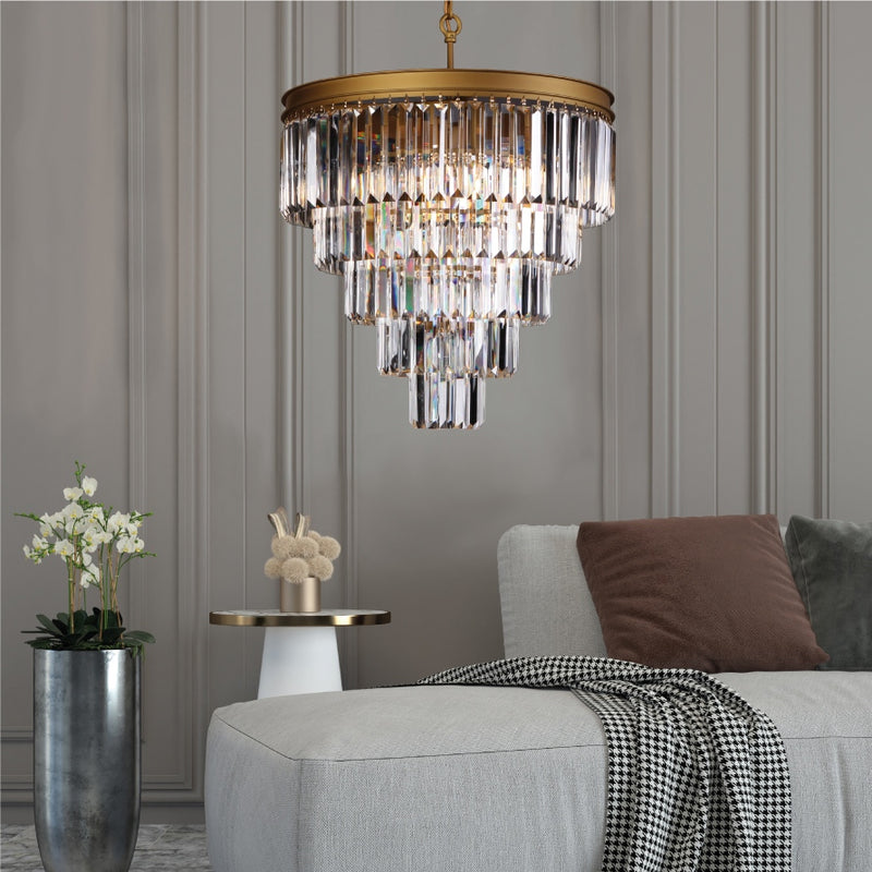 Grace Large Black Or Gold K9 Crystal 5 Tier Chandelier - Lighting.co.za