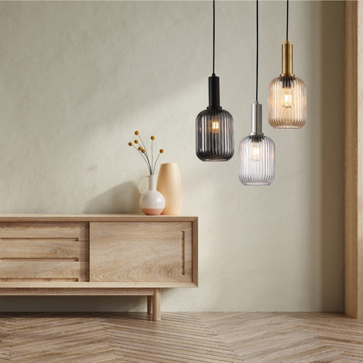 Athina Clear | Amber | Smoke Cut Glass Pendant Light - Lighting.co.za