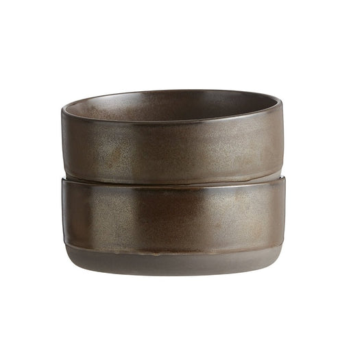 Aida RAW Metallic Brown Handmade Stoneware High Bowl 19.5cm Set of 4 - Lighting.co.za