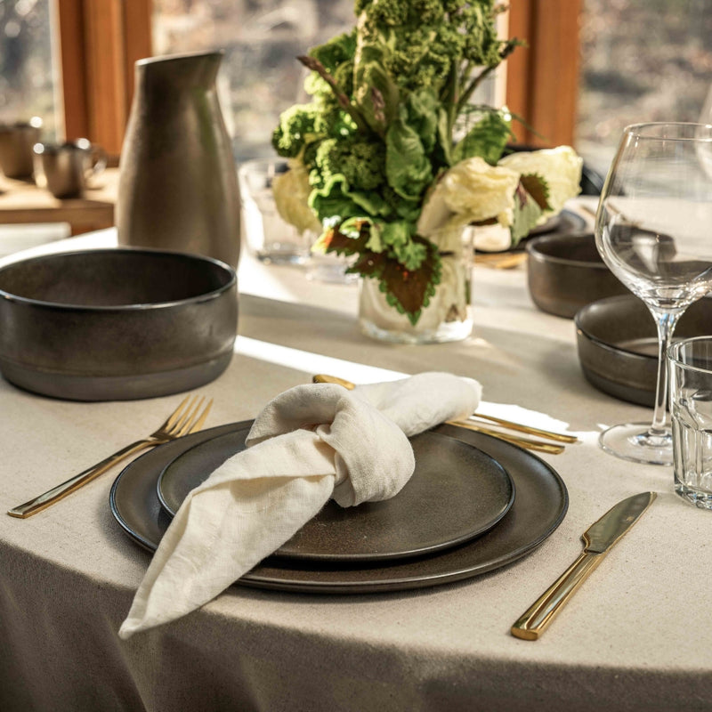 Aida RAW Dinner Plate Metallic Brown Handmade Stoneware 28cm Set of 6 - Lighting.co.za