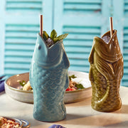 Genware Blue Fish Tiki Mug 380 ml Set of 4 - Lighting.co.za